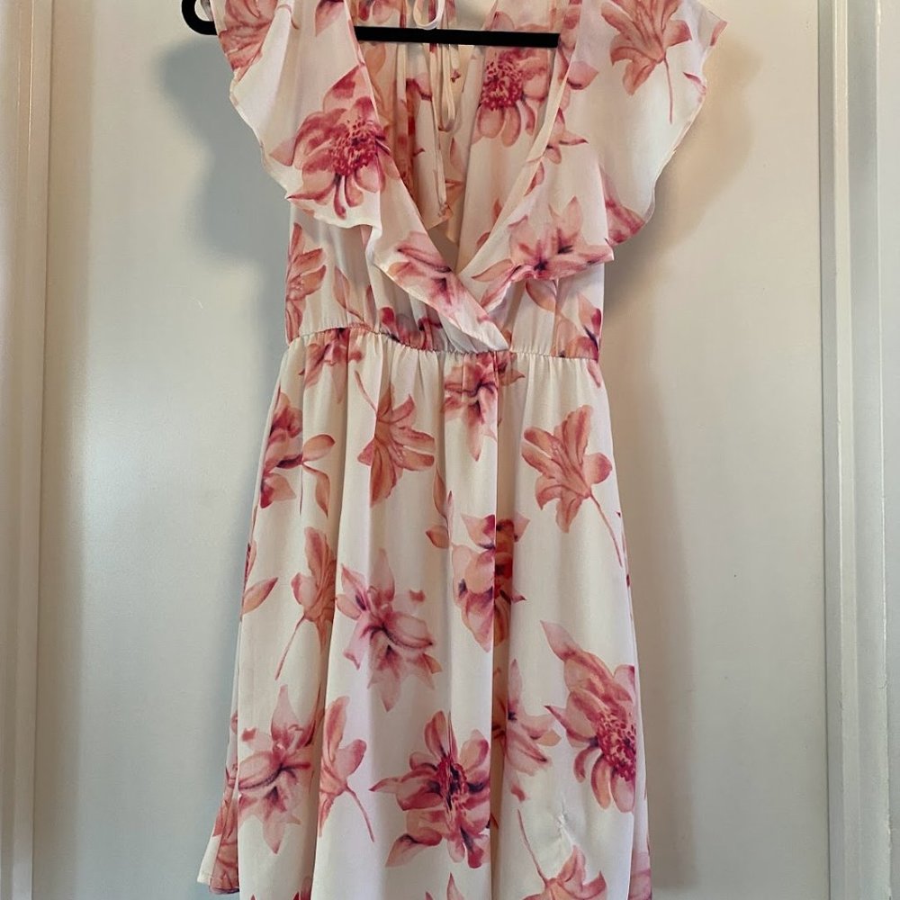 LUSH Pink Floral Ruffle Dress